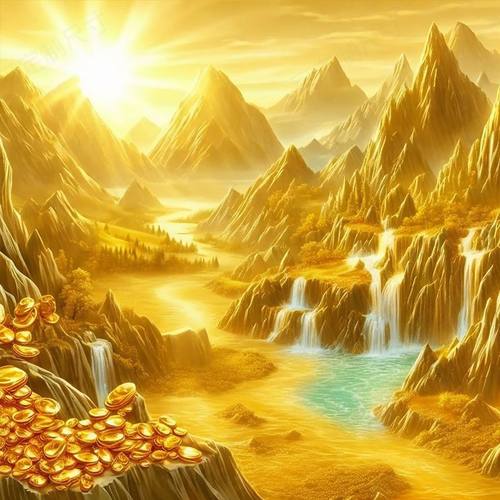 日照金山接财贴画客厅玄关装饰卧室贴纸办公室门窗装饰画防水贴画