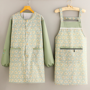 新款 罩衣 围裙家用厨房上班防污做饭工作服耐磨耐脏正穿衣可爱时尚