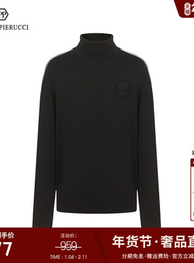 PP意大利轻奢男装2023秋冬新款百搭休闲羊毛衫半高领套头毛织外套