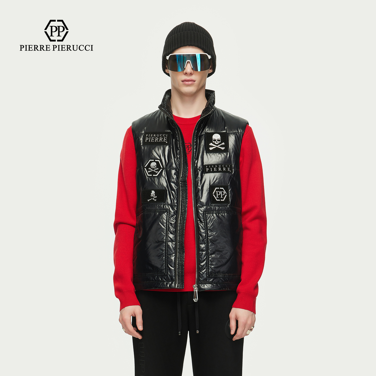 PP男装意大利轻奢马甲简约时尚立领马夹秋冬新款棉马甲外套