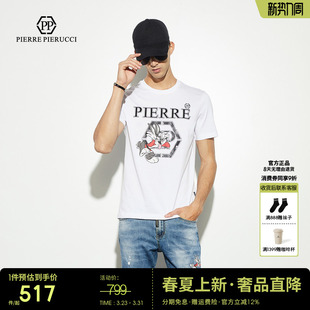 潮 纯棉卡通图案字母印花休闲风短袖 pp意大利轻奢男装 2025春夏新款