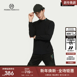 T恤休闲百搭上衣男 半高领圆领长袖 PP意大利轻奢男装 2024春秋新款