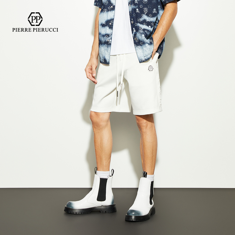 PP意大利轻奢男装2025夏季款纯色百搭短裤舒适休闲裤抽绳字母logo