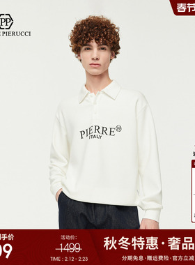 PP意大利轻奢品牌男装25秋冬新款翻领polo领长袖卫衣T恤男士宽松