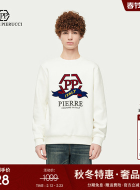 PP意大利轻奢品牌男装25秋季新款植绒男士长袖圆领卫衣大LOGO印花