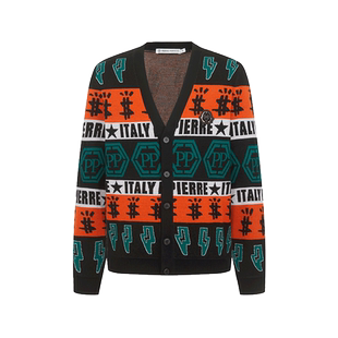 PP意大利男装2023秋冬新款开衫针织衫男V领休闲百搭毛织外套上衣