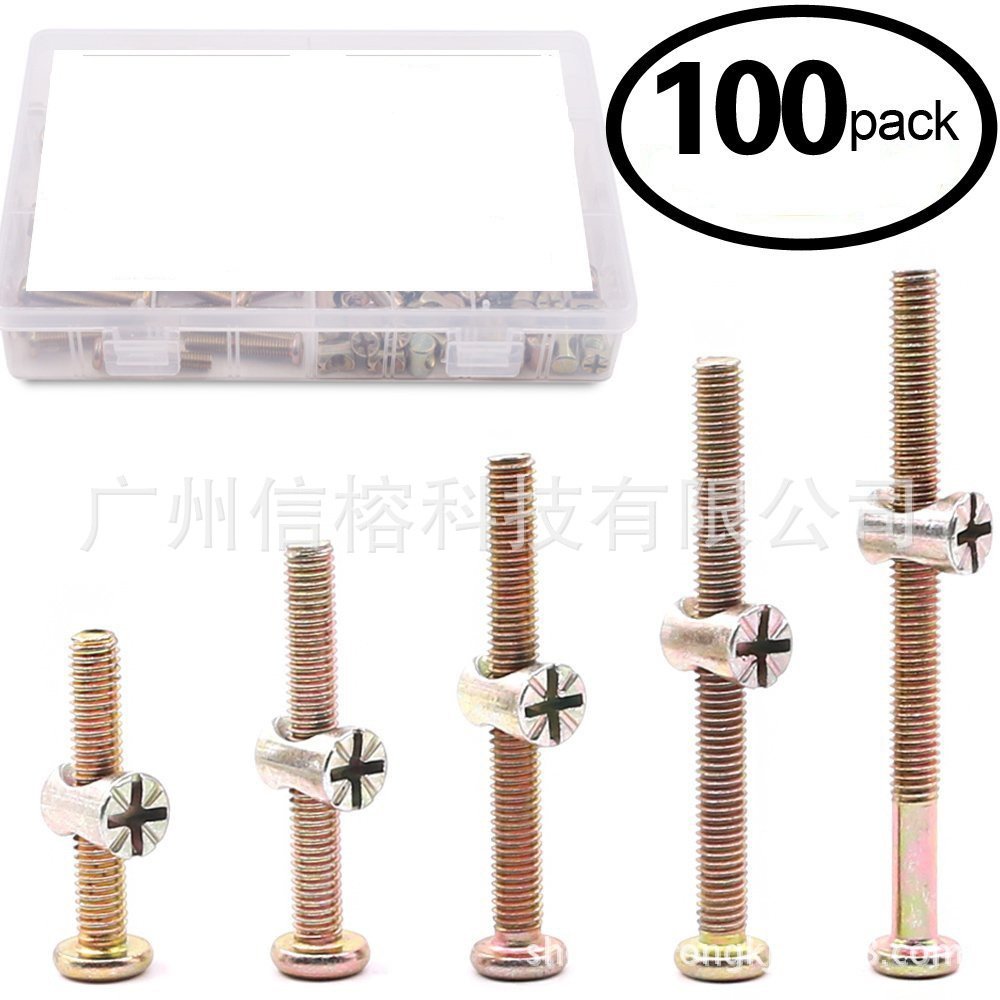 跨境 100pcs盒装 锤母螺栓 m6 bolts 家具连接螺丝锤母套装