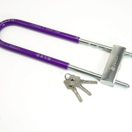 玻璃门锁U型商铺门插锁双门锁家用加长防盗防液压剪锁