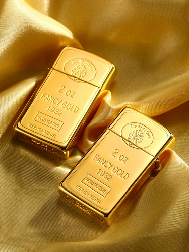 Подлинный Zippo Ligher Pink Brick 18k Gold Lating 1941 Подлинный ветрозащитный и узкий машинный индивидуальная подарочная коробка хрустальной машины