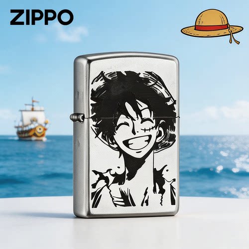 正版Zippo打火机海贼王联名路飞索隆205磨砂精雕刻煤油防风送礼