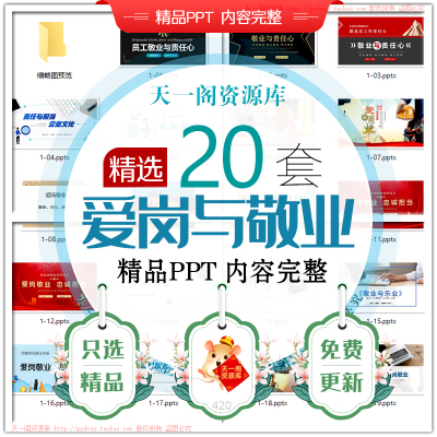 爱岗敬业PPT课件公司员工责任心忠诚度良好心态培训工作意识模板