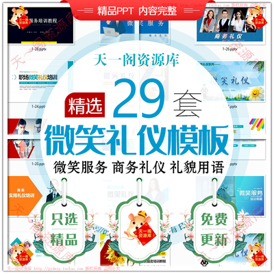 微笑礼仪培训课件PPT模板前台客服导购员工职场礼仪微笑服务WPS