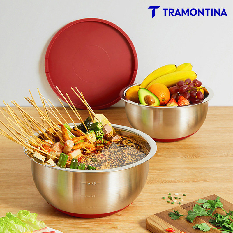 查蒙蒂纳304不锈钢料理碗2件套搅拌碗防滑和面烘焙盆带刻度洗菜盆,餐饮具,碗,淘宝优惠券,粉丝福利购,淘宝优惠卷