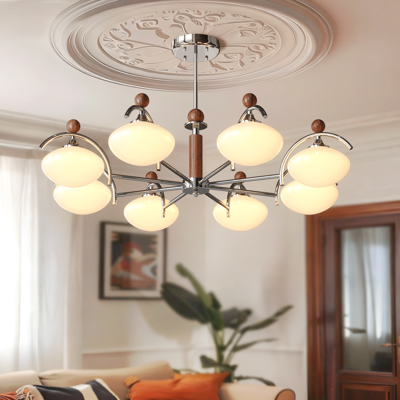 复古奶油风中古风柿子灯现代餐厅吊灯法式主灯美式卧室客厅灯具