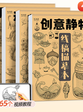 创意静物动物花卉风景线稿描摹本入门画本彩铅漫画绘画描画儿童画画自学教程动漫涂鸦素描基础手绘临摹画册