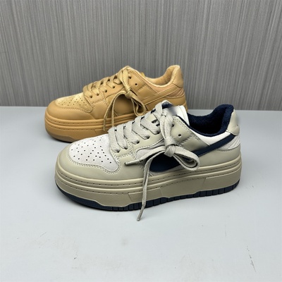 3536码撤柜断码处理冬季加棉真皮德训鞋女百搭舒适圆头厚底板鞋