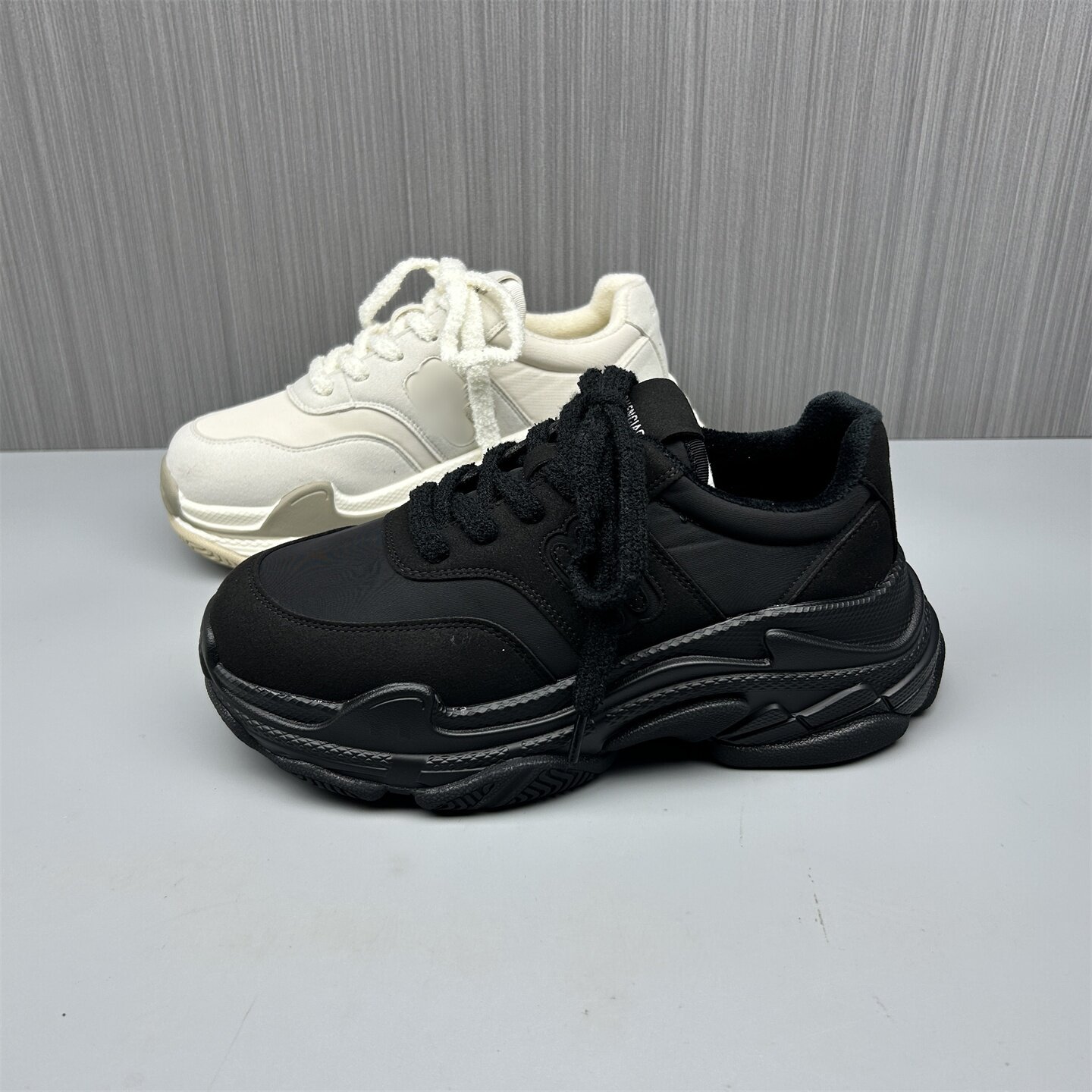 冬季加棉断码处理老爹鞋女圆头系带小个子增高户外运动休闲鞋特价