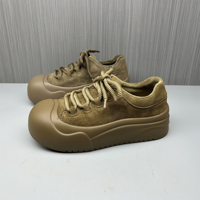 品牌撤柜处理冬季加棉真皮运动鞋2025新款轻便大头丑萌软底板鞋女