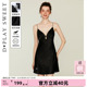 DPLAYSWEET法式 轻奢黑色爱心提花缎面烫饰吊带裙收腰吊带睡裙女士