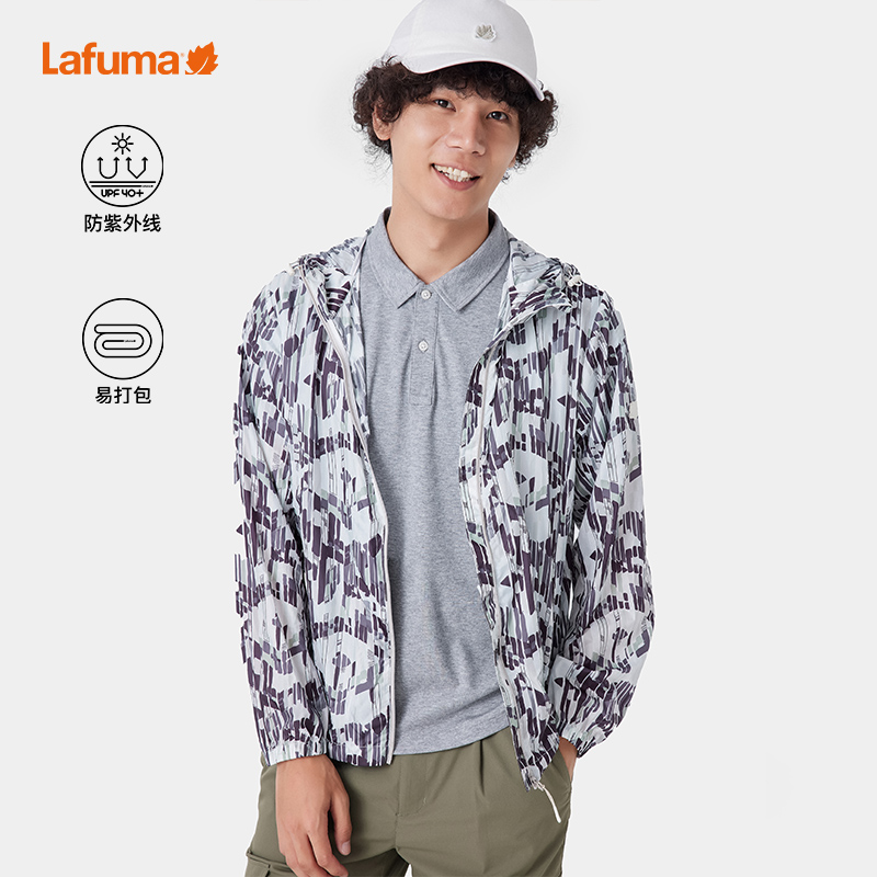 LAFUMA乐飞叶户外UPF40+防晒衣男连帽印花运动风衣LMJA2BP45