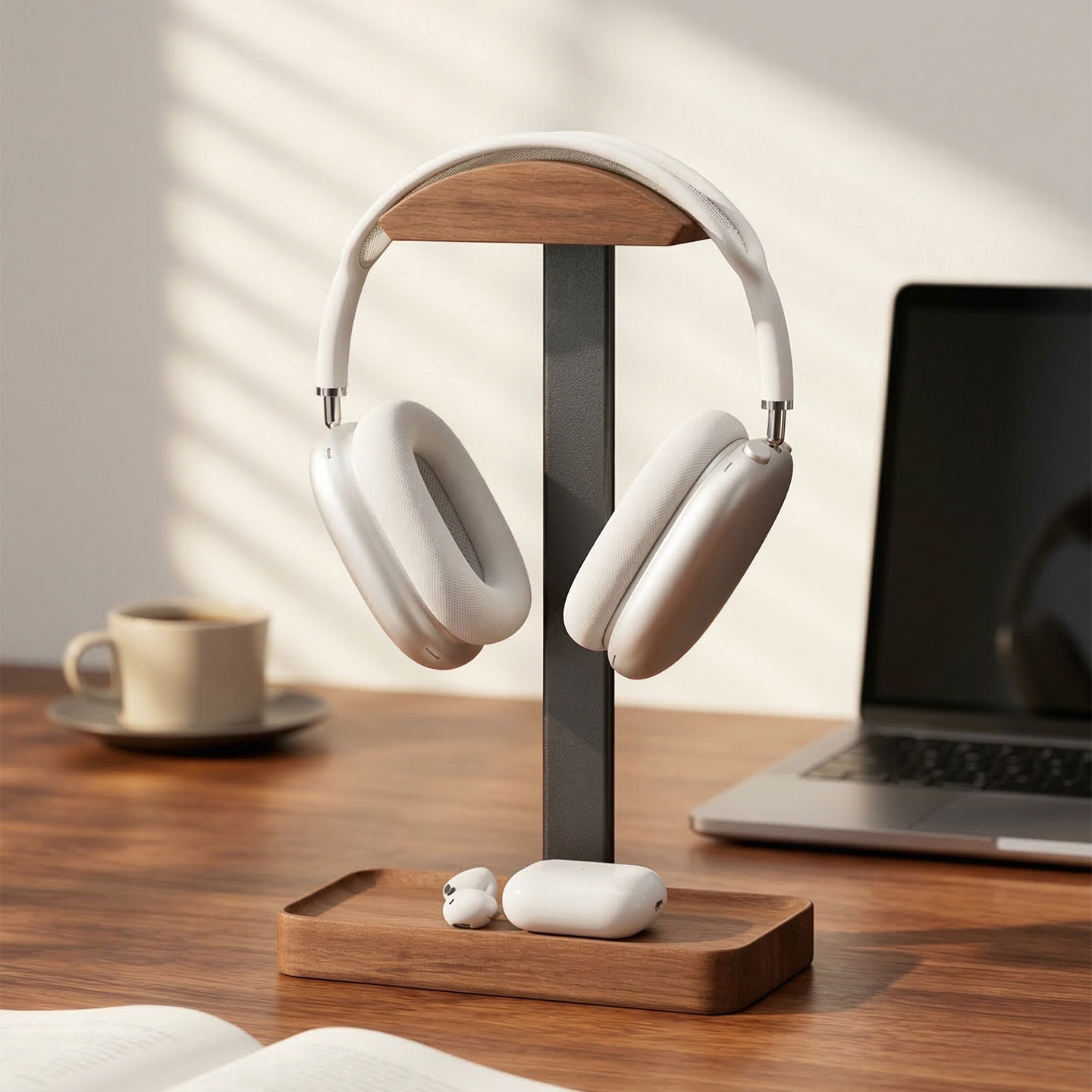 者纳里实木头戴式耳机支架游戏手柄桌面收纳创意通用AirPod耳麦架