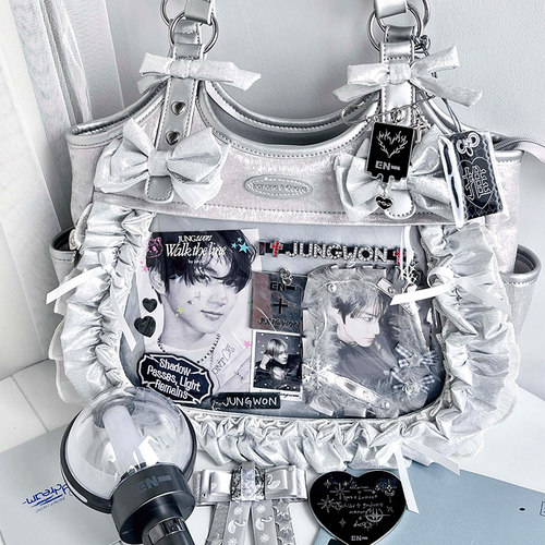 香蕉家原创围裙痛包蝴蝶节缎面单肩包可爱大食量大容量手提包娃包