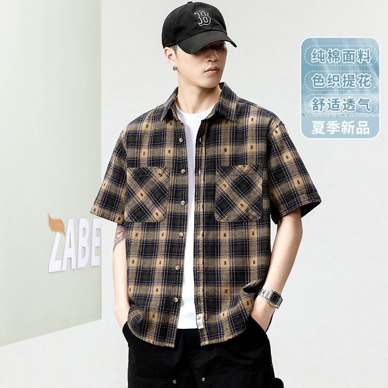 ZABE短袖纯棉面料衬衫舒适透气