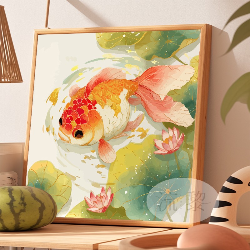 中國風招財錦鯉荷花DIY數字油畫
