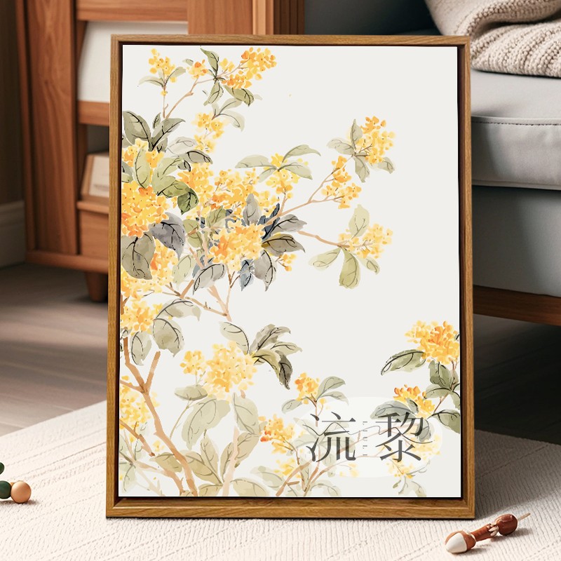 新中式桂花DIY数字油画手工绘填充涂色花卉高级感客厅玄关装饰画图片