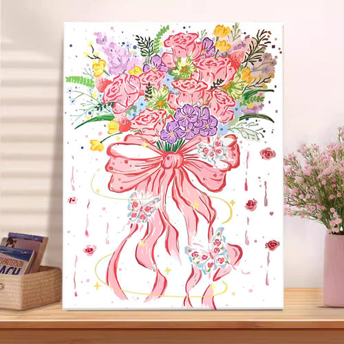 唯美花束玫瑰花DIY数字油画礼物