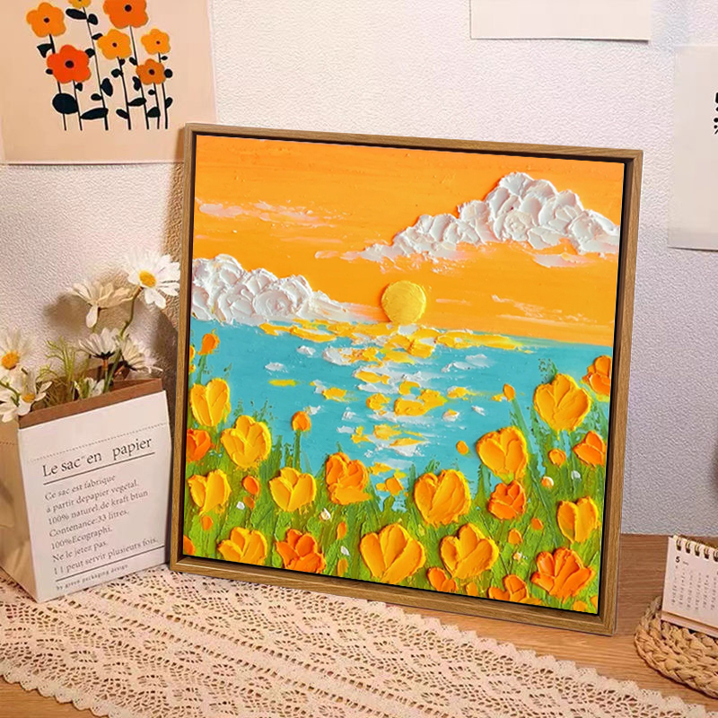 花卉風景高級感治愈肌理畫DIY