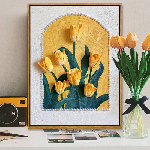 立体郁金香肌理画DIY数字油画
