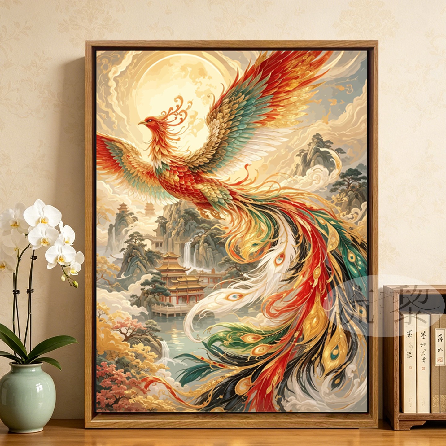 中古风凤凰神龙地狱级数字油画图片