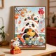新中式 国风柿柿如意新年熊猫DIY数字油画手工绘填充涂色福装 饰画