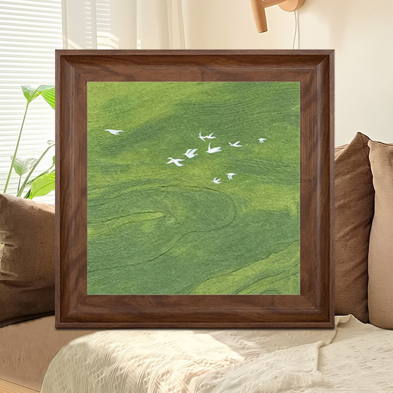 中国风复古绿野风景肌理画DIY