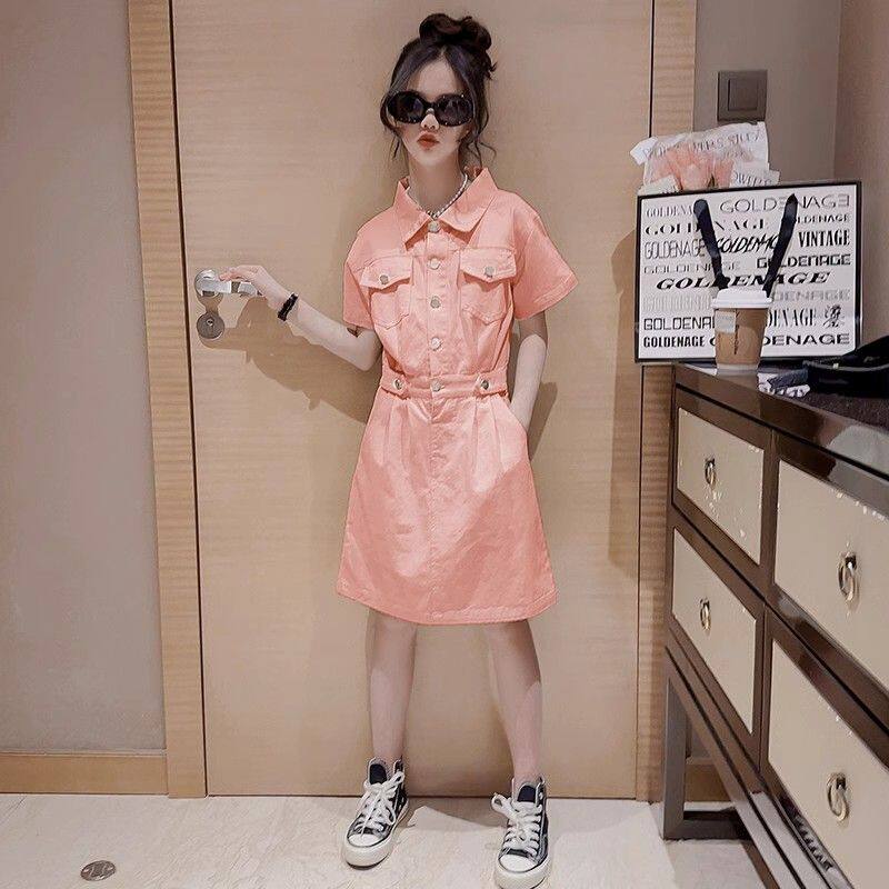 女童棉布裙子夏装2026童装儿童中大童夏女孩时髦韩版连衣裙