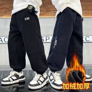 胖童加绒裤子秋冬季男孩大童卫裤儿童大码童装男童运动裤加肥加大