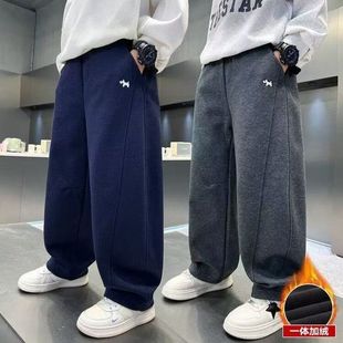 爱木橦一条过冬冬新款童装裤子男童女童仿羊驼绒加厚运动裤7370