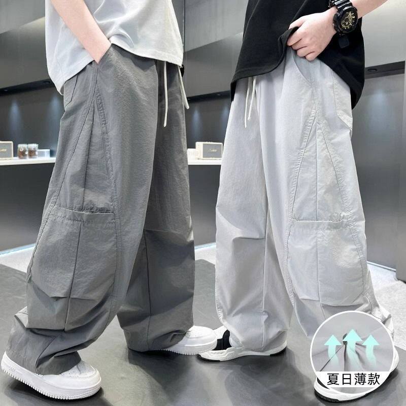 儿童装男童裤子夏季薄款2026新款中大童男孩夏装休闲长裤工装裤潮