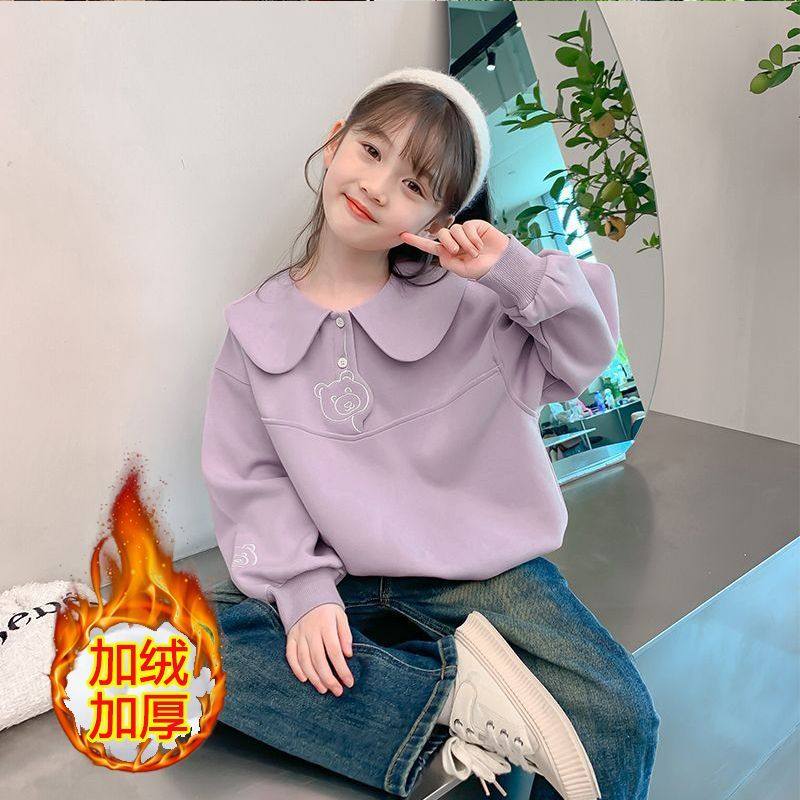 女童卫衣加绒款2025新款洋气儿童秋装小女孩冬季宽松POLO领上衣潮,童装/婴儿装/亲子装,卫衣/绒衫,淘宝优惠券,粉丝福利购,淘宝优惠卷