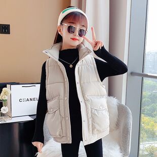 女童马甲秋冬2025新款洋气时髦儿童装羽绒棉宝宝校服保暖背心外穿