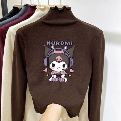 女童德绒长袖t恤儿童内搭秋冬季洋气打底衫中大童半高领上衣童装