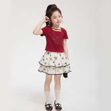 女童韩版蝴蝶结时尚裙套装中大童夏季新款洋气短袖时髦短裙两件套
