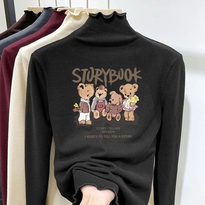 女童半高领加厚德绒打底衫2025新款秋冬童装大童加绒内搭儿童上衣