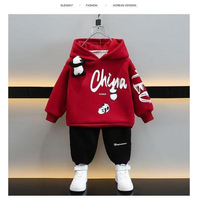 童装男童套装2026新款儿童宝宝卡通卫衣秋冬装炸街喜庆潮