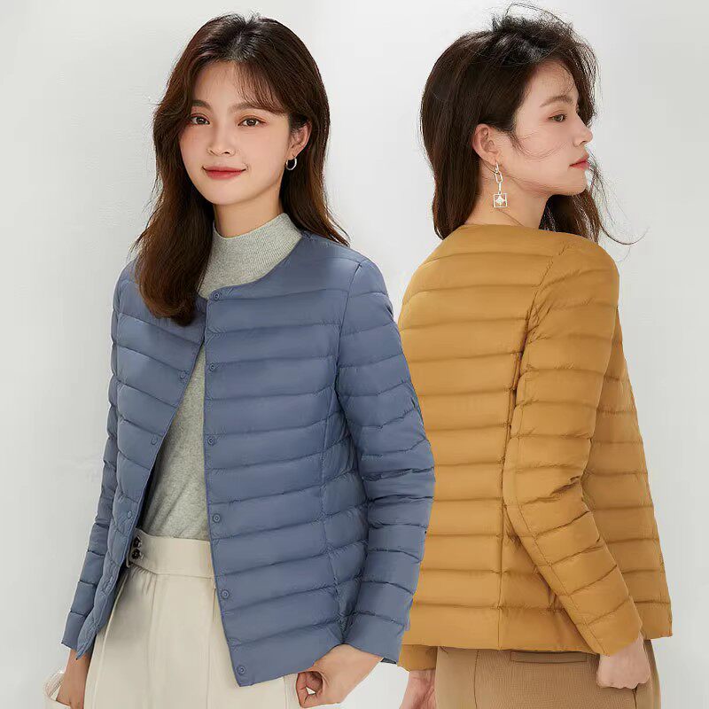 波斯橙官方旗舰店2026年新款轻薄款圆领内胆羽绒服女保暖短款V领
