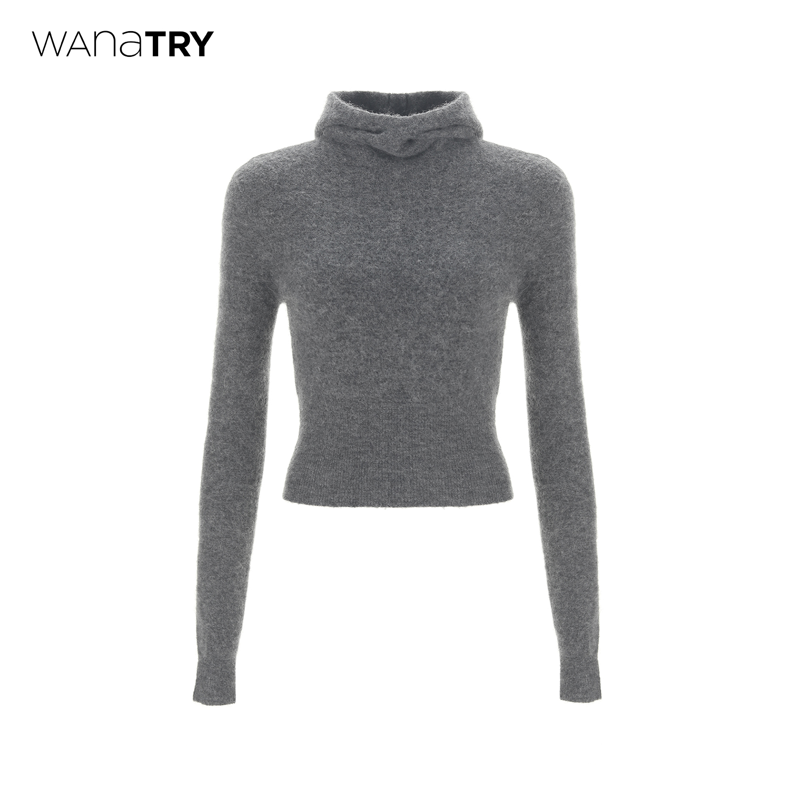 wanatry羊驼毛修身显瘦连帽毛衣