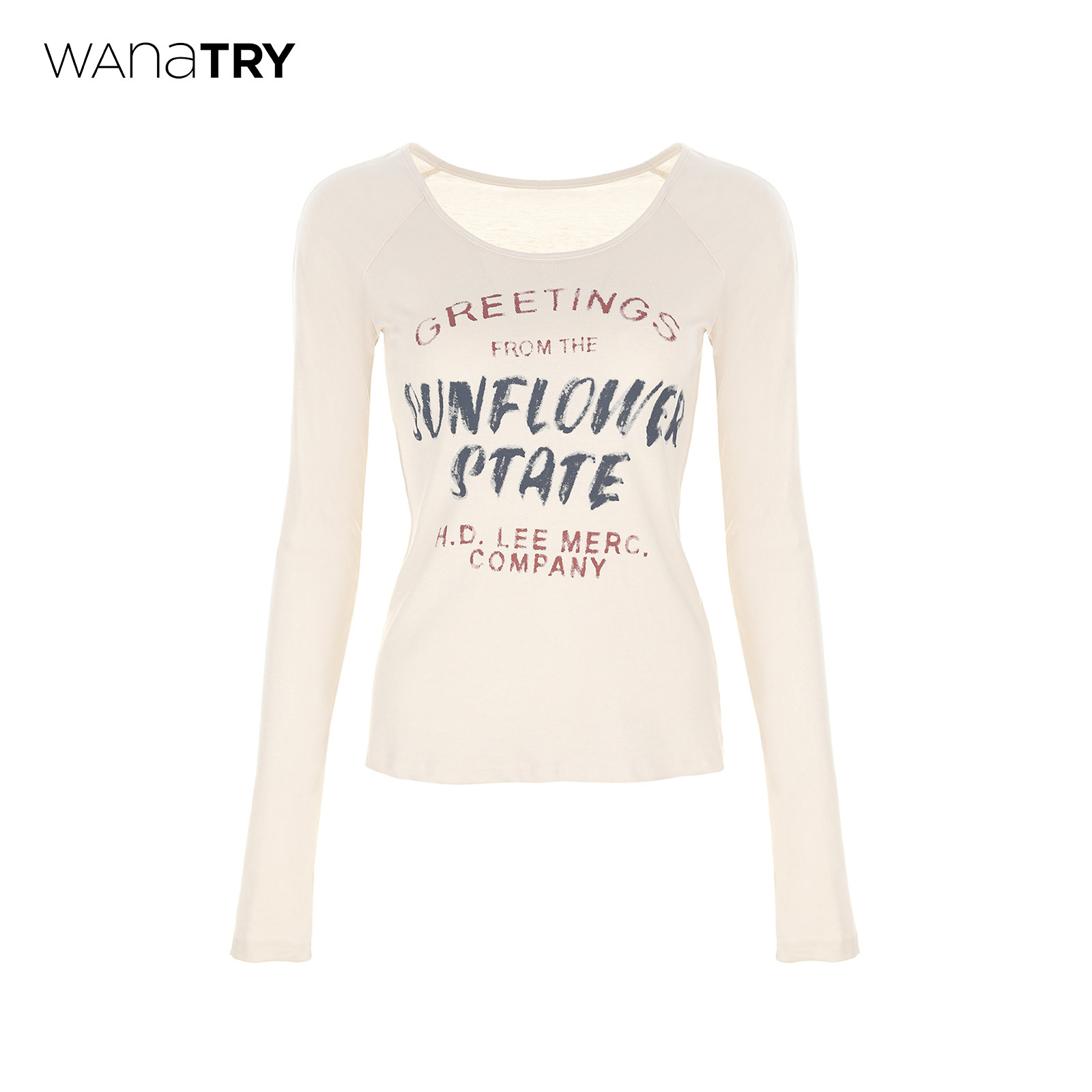 wana try复古辣妹长袖字母T恤2025秋新品百搭休闲修身显瘦上衣女,女装/女士精品,T恤,淘宝优惠券,粉丝福利购,淘宝优惠卷
