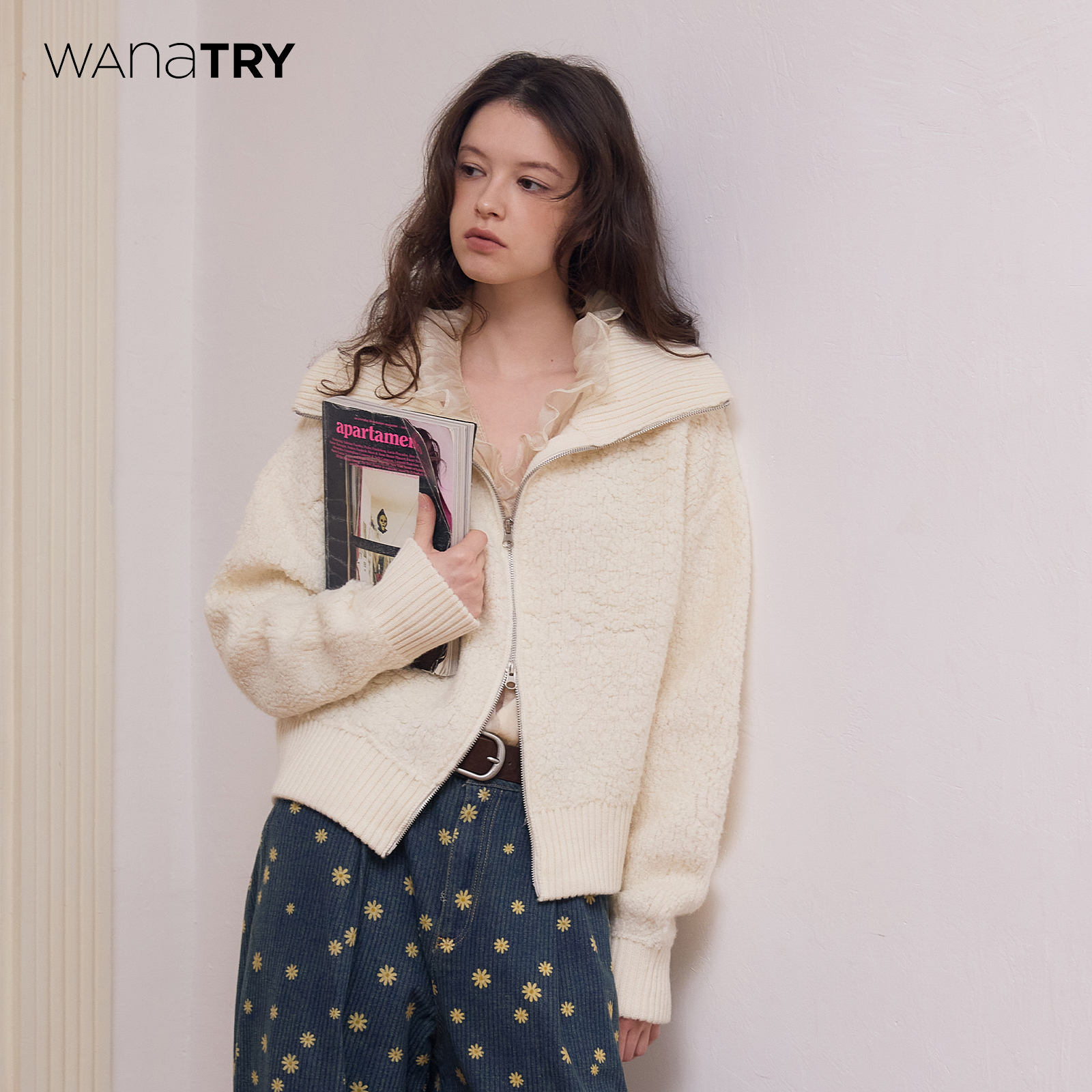 wanatry羊毛立领针织加厚开衫女