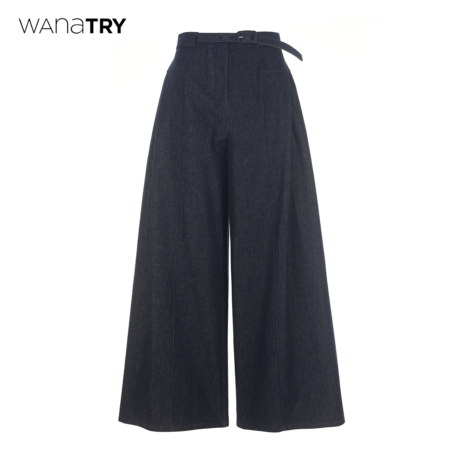 wanatry纯棉老钱感高腰阔腿裤女